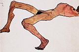 Egon Schiele Famous Paintings - Sitting male act